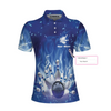 Bowling On Blue Fire Custom Short Sleeve Women Polo Shirt, Personalized Blue Flame Polo Shirt For Female Bowlers - Hyperfavor
