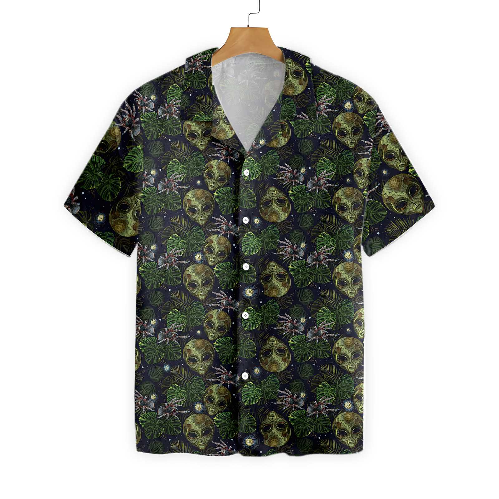 Alien And Spider In Night Tropical Forest Hawaiian Shirt