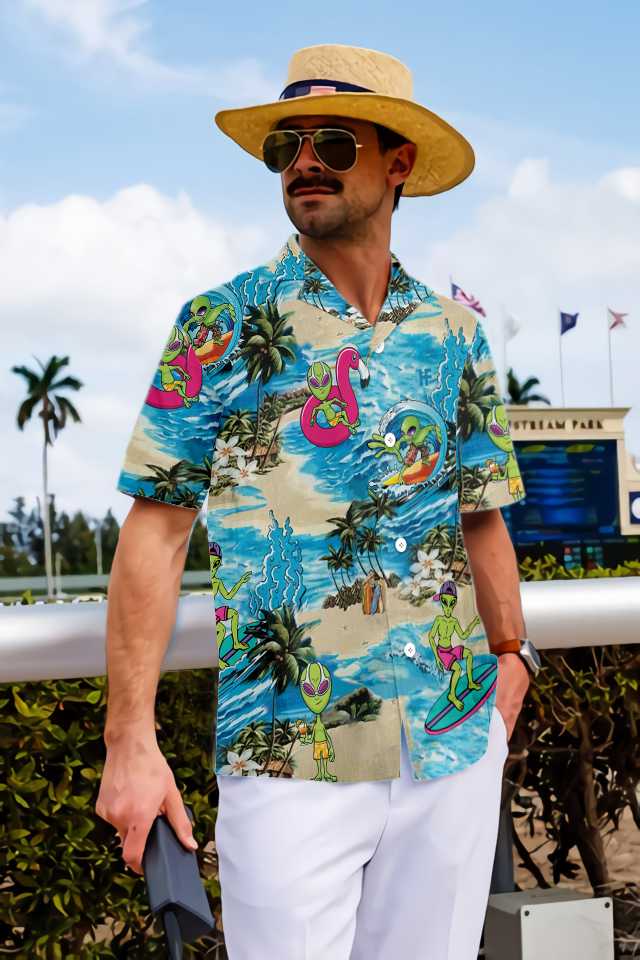 Alien On The Beach Hawaiian Shirt