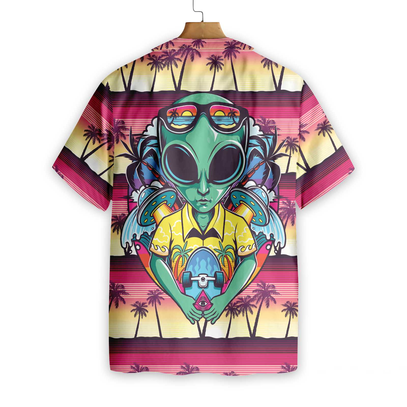 Alien With Skate Shirt For Men Hawaiian Shirt