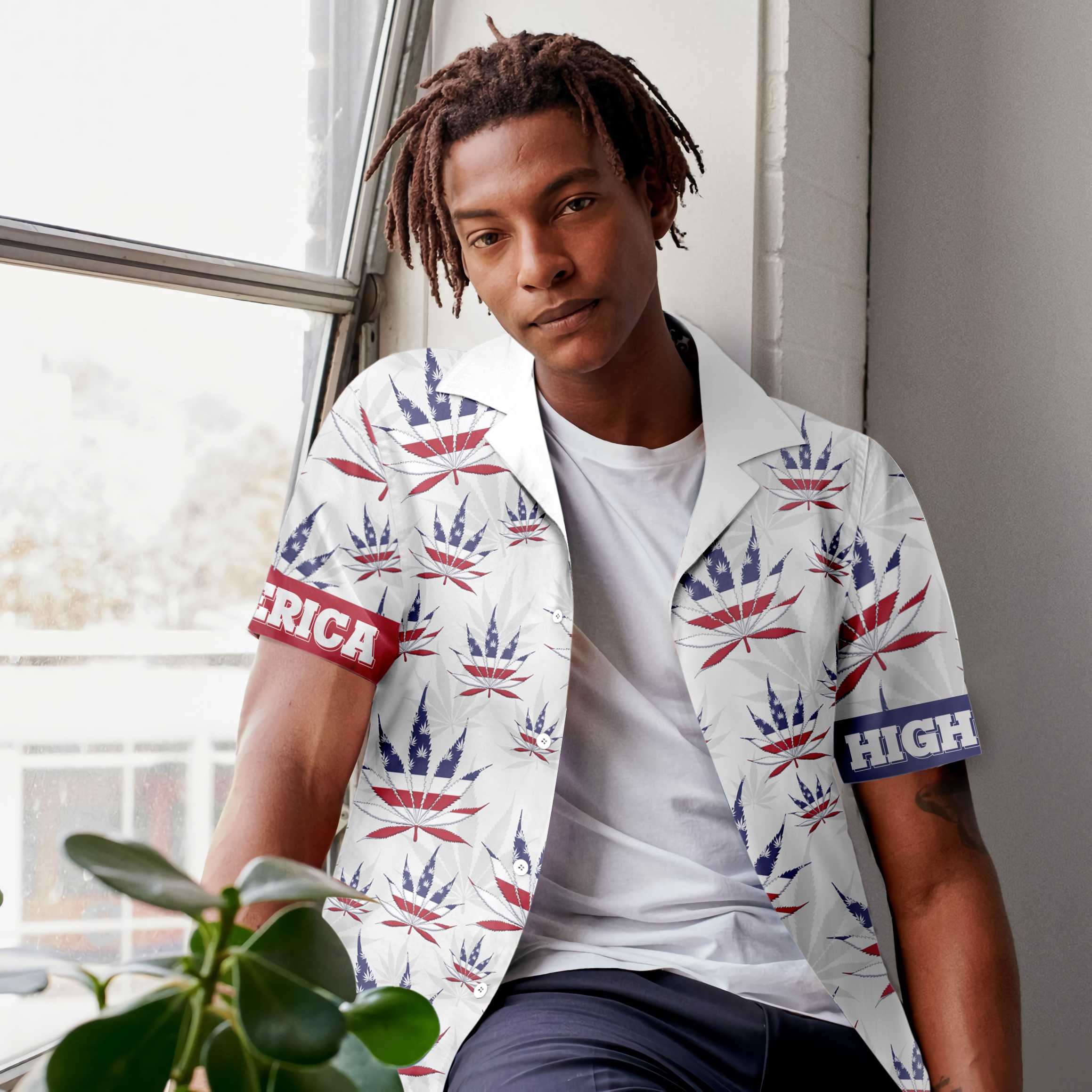 America Marijuana Leaf Shirt For Men Hawaiian Shirt