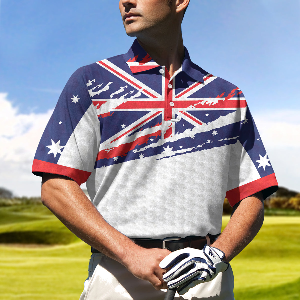 Australian Flag Golf Texture Polo Shirt, Ripped Polo Shirt, Best Golf Shirt For Men