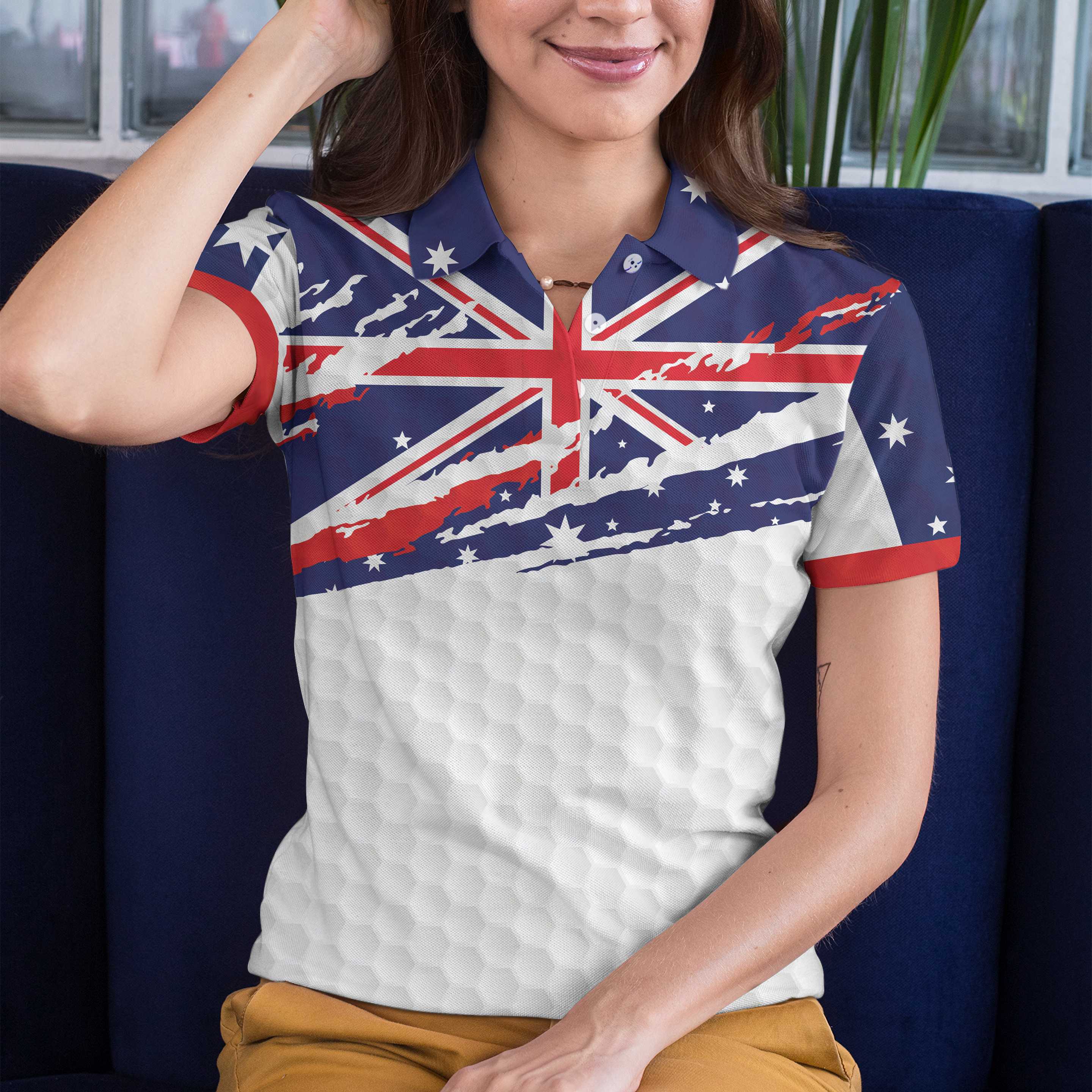Australian Flag Golf Texture Polo Shirt, Ripped Polo Shirt, Best Golf Shirt For Men