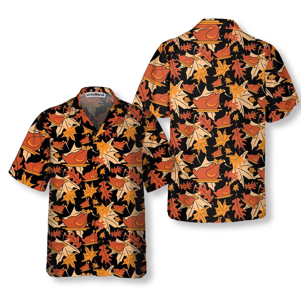 Autumnal Leaves With Turkey Meat Hawaiian Shirt, Best Gift For Thanksgiving Day