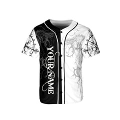 Black White Yinyang Wolf Custom Baseball Jersey - HYPERFAVOR