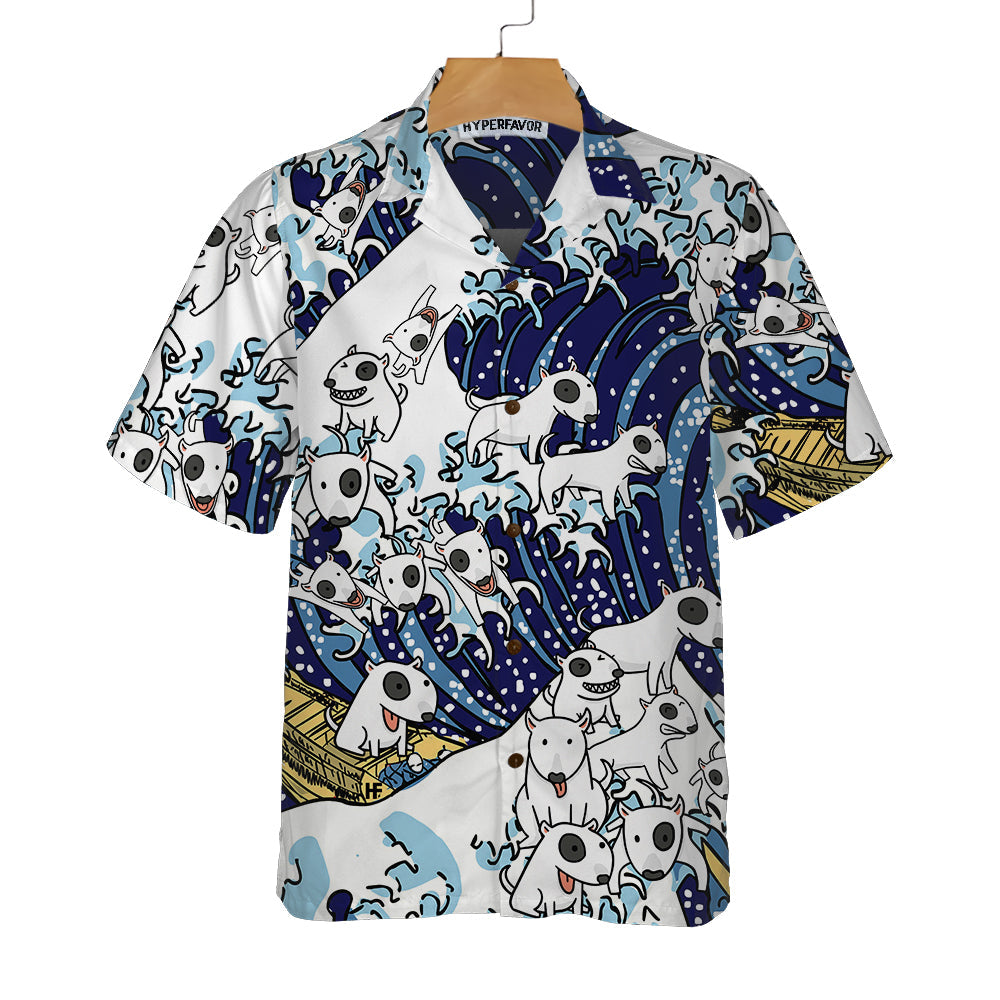 Bull Terrier Tsunami Bull Terrier Hawaiian Shirt, Funny Bull Terrier Shirt