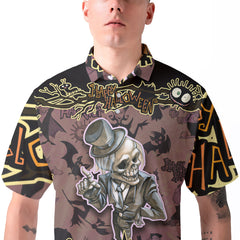 Cartoon Halloween Illustration Frame Of Diverse Evil Polo Shirt