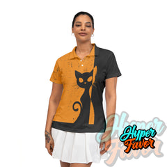 Vintage Single Silhouette Cat Women Polo - HYPERFAVOR