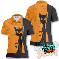 Vintage Single Silhouette Cat Women Polo - HYPERFAVOR