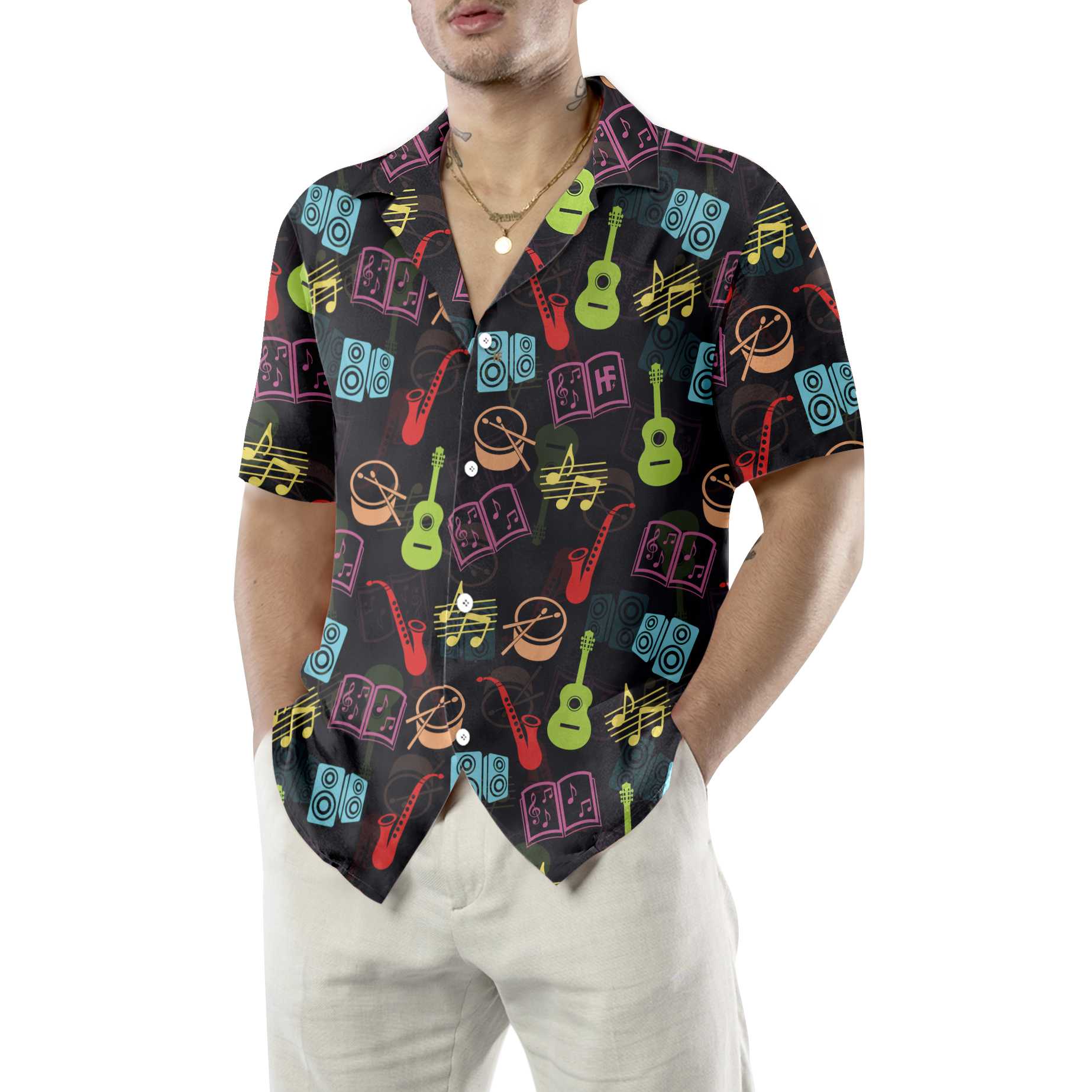 Change The World Teach Music Teacher Hawaiian Shirt, Musical Instruments Pattern Shirt, Best Music Teacher Gift
