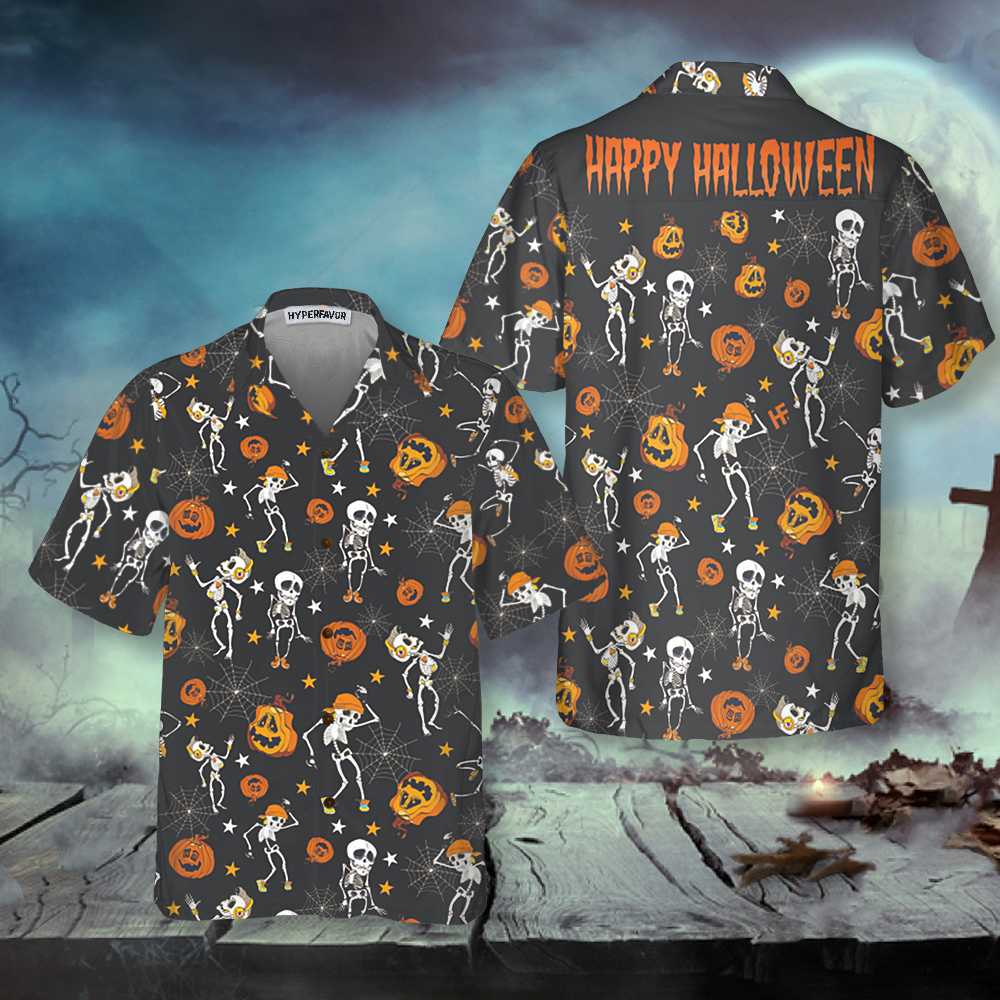 Dancing Skeletons Happy Halloween Hawaiian Shirt, Funny Halloween Shirt, Best Gift For Halloween