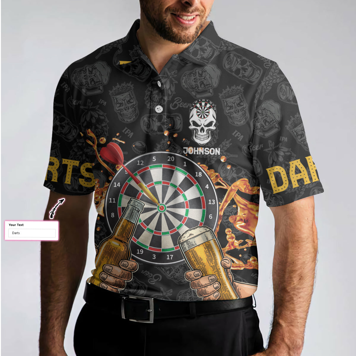Darts And Beer Lover Shirt For Men Custom Polo Shirt, Personalized Dart Shirt For Men Polo Style Dart Shirt