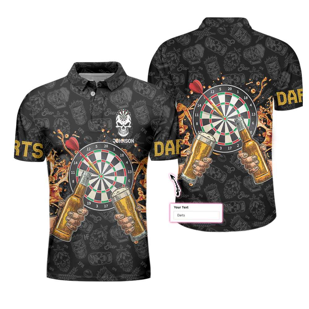Darts And Beer Lover Shirt For Men Custom Polo Shirt, Personalized Dart Shirt For Men Polo Style Dart Shirt