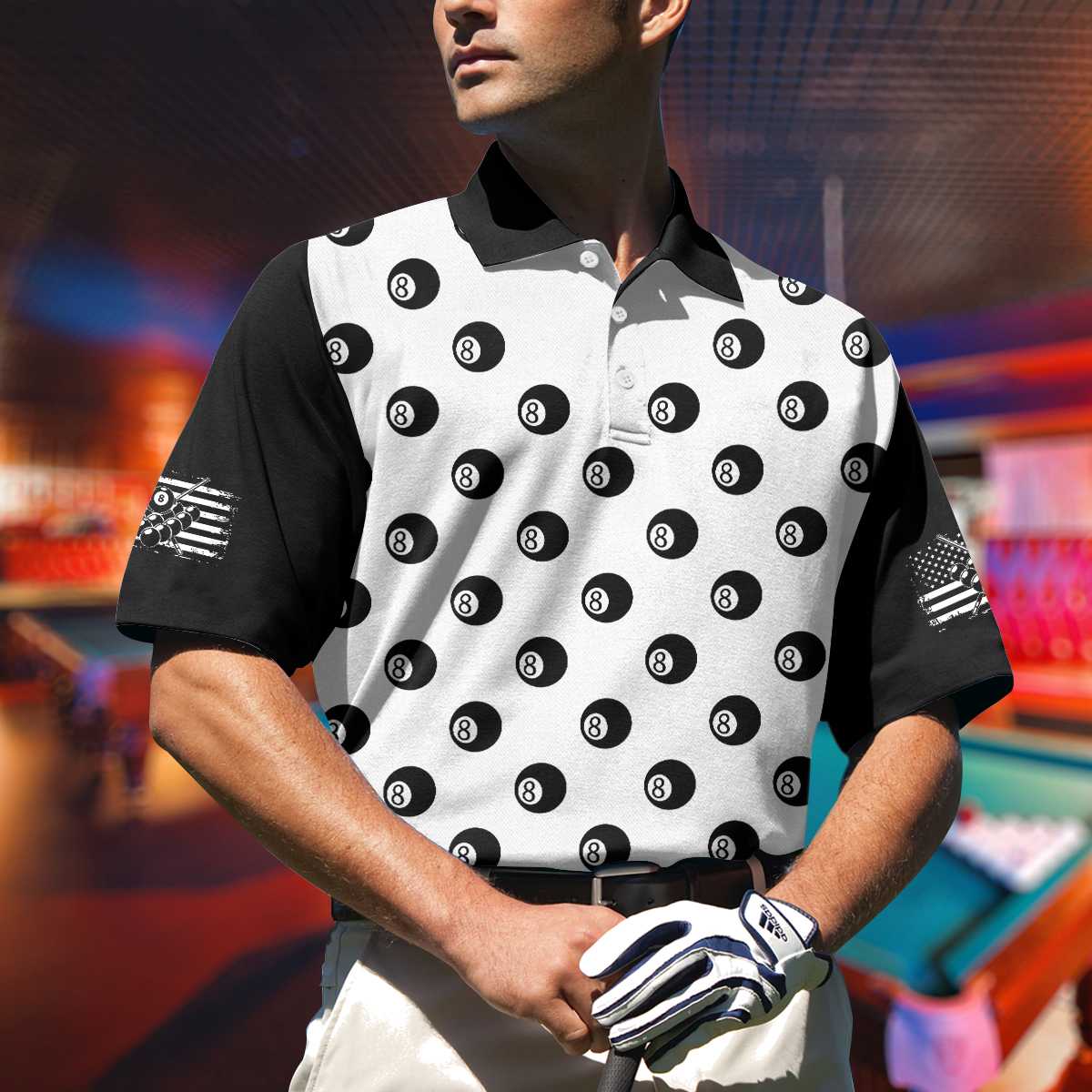 Don't Mess With Poolasaurus Polo Shirt, Billiards Ball Pattern Shirt For Male Players, Simple Billiards Shirt Design