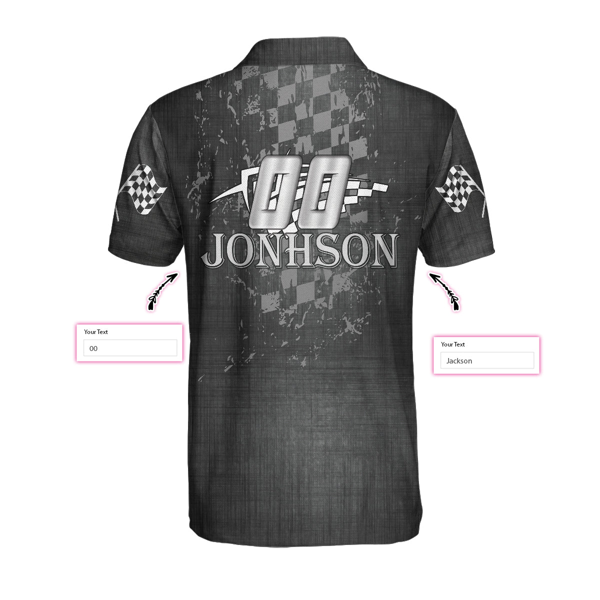 Drag Racing Custom Polo Shirt, Black American Flag Racing Shirt For Men