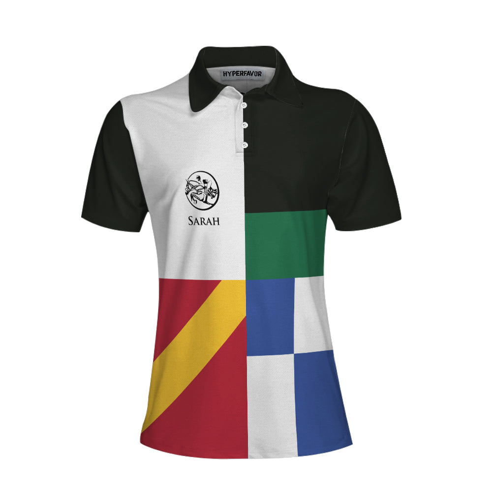 Equestrian Color Block Horse Riding Custom Short Sleeve Women Polo Shirt