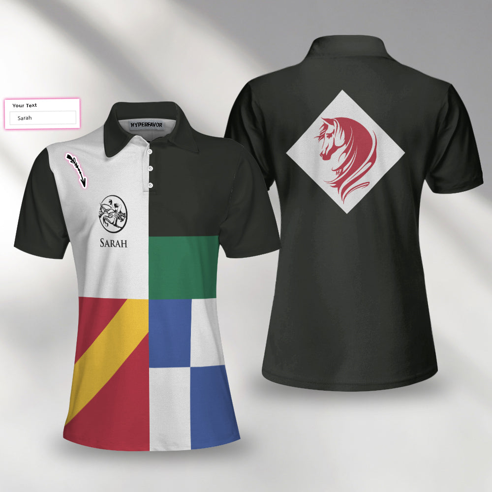 Equestrian Color Block Horse Riding Custom Short Sleeve Women Polo Shirt