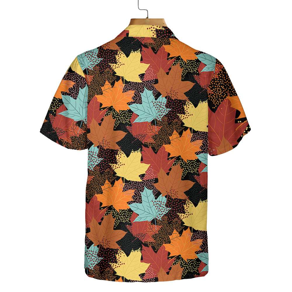 Fall Maple Leaves Black Hawaiian Shirt, Autumn Thanksgiving Shirt, Unique Gift For Thanksgiving Day