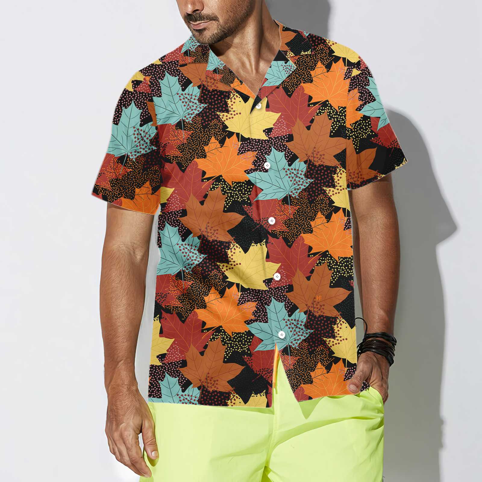 Fall Maple Leaves Black Hawaiian Shirt, Autumn Thanksgiving Shirt, Unique Gift For Thanksgiving Day