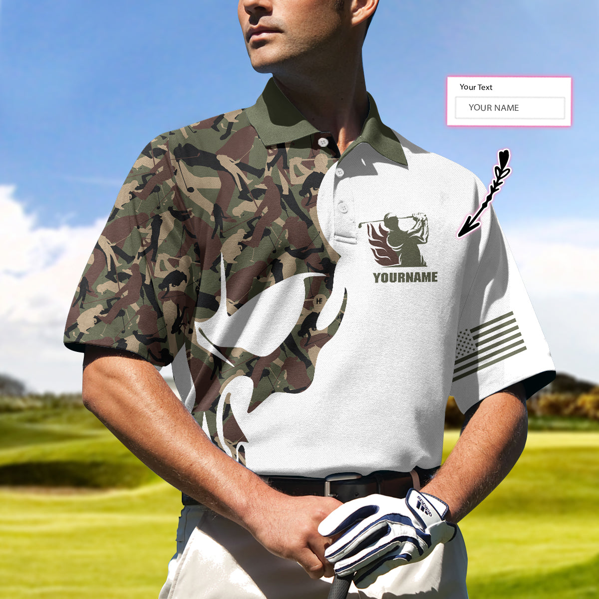 Fire In The Hole Veteran Custom Polo Shirt, Camouflage Veteran Shirt For Veteran Golfers, Customized Golf Gift