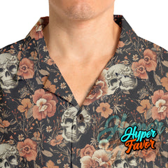 Vintage Flower Skull Pattern For Men, For Woman Hawaiian Shirt - HYPERFAVOR