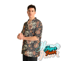 Vintage Flower Skull Pattern For Men, For Woman Hawaiian Shirt - HYPERFAVOR