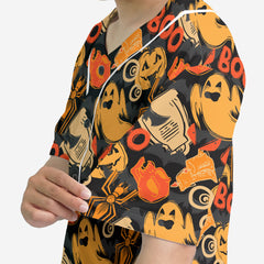 Ghost Pumpkins Halloween Abstract Seamless Pattern Baseball Jersey - HYPERFAVOR