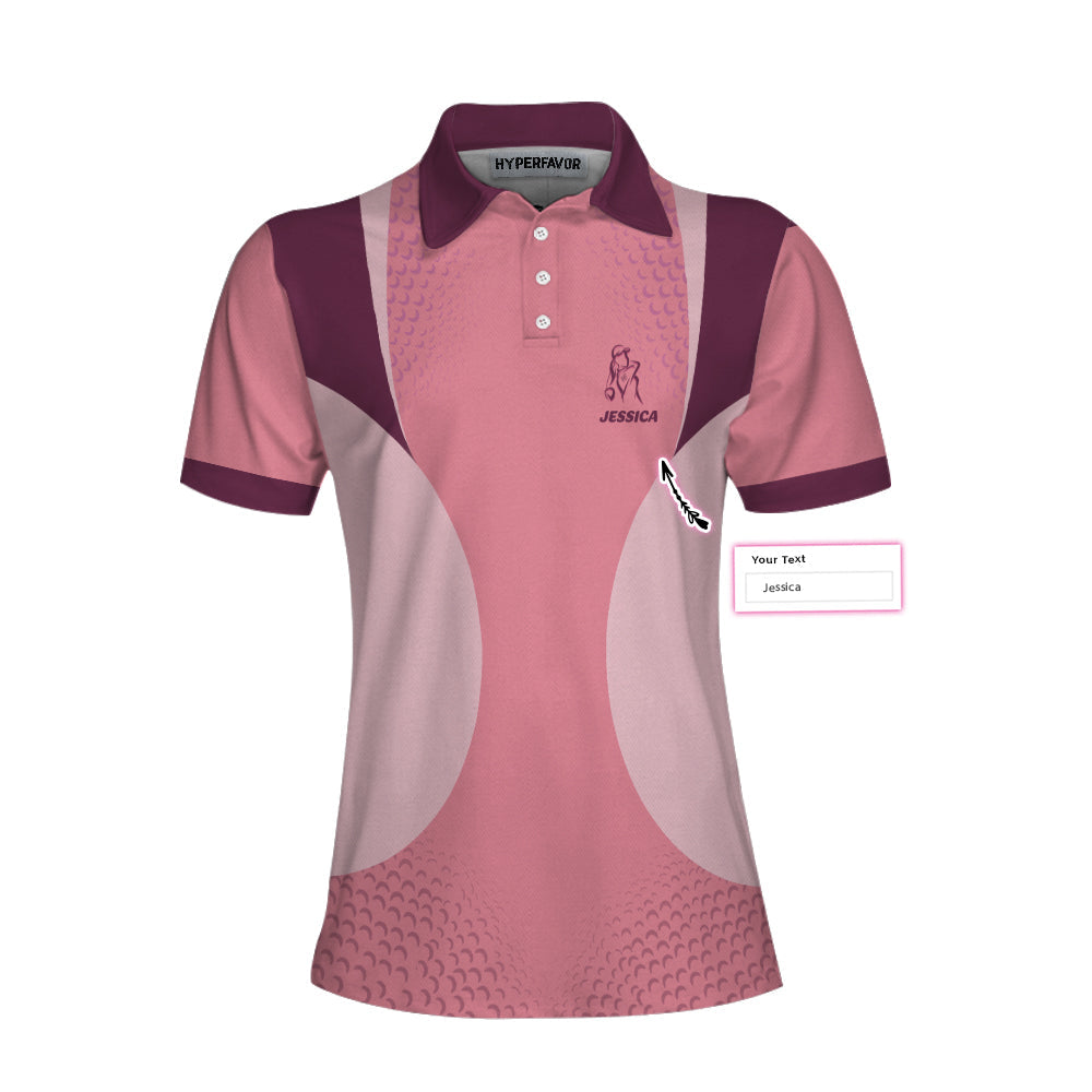 Golf And Wine Kind Of Girl Custom Short Sleeve Women Polo Shirt, Personalized Golf Shirt For Ladies