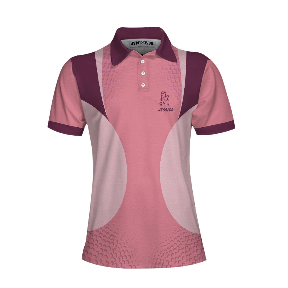 Golf And Wine Kind Of Girl Custom Short Sleeve Women Polo Shirt, Personalized Golf Shirt For Ladies