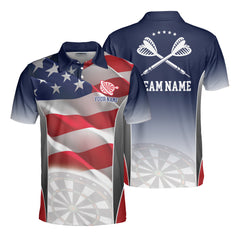 HYPERFAVOR American Flag Patriotic Dart Custom Polo Shirt