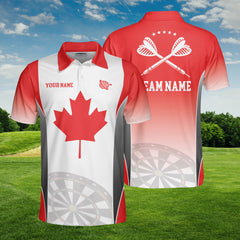 HYPERFAVOR Canadian Flag Patriotic Dart Custom Polo Shirt