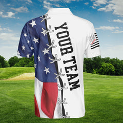 HYPERFAVOR Personalized American Flag Disc Golf Custom Polo Shirt