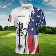 HYPERFAVOR Personalized American Flag Disc Golf Custom Polo Shirt