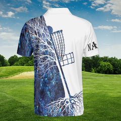 HYPERFAVOR Personalized Disc Golf Blue Camo Custom Polo Shirt