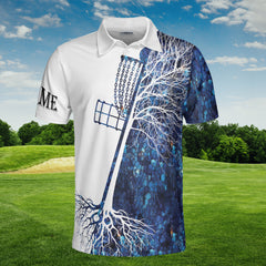 HYPERFAVOR Personalized Disc Golf Blue Camo Custom Polo Shirt