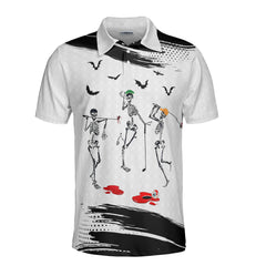 HYPERFAVOR Personalized Funny Skeleton Playing Golf Premium Polo Shirt