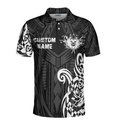 HYPERFAVOR Personalized Tribal Skull Golf Polo Shirt
