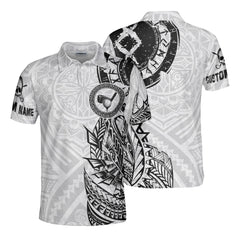 HYPERFAVOR Personalized Tribal Tattoo White Version Golf Polo Shirt For Men