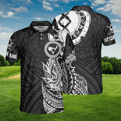HYPERFAVOR Personalized Tribal Tattoo Black Version Golf Polo Shirt For Men