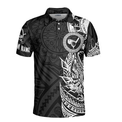 HYPERFAVOR Personalized Tribal Tattoo Black Version Golf Polo Shirt For Men