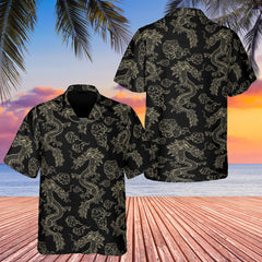 HYPERFAVOR Black Gold Chinse Traditional Dragon Hawaiian Shirt