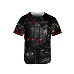 HYPERFAVOR Halloween Scary Black Cat Premium Baseball Jersey