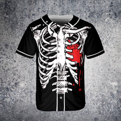 HYPERFAVOR Halloween Skeleton With Heart Costume Baseball Jersey