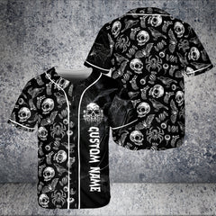 HYPERFAVOR Horror Skull Pattern Personalized Baseball Jersey