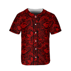 HYPERFAVOR Red Psychedelic Eyes Pattern Baseball Jersey