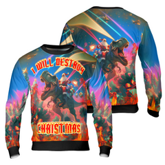 I Will Destroy Christmas Sweater, Santa Ugly Christmas Sweater