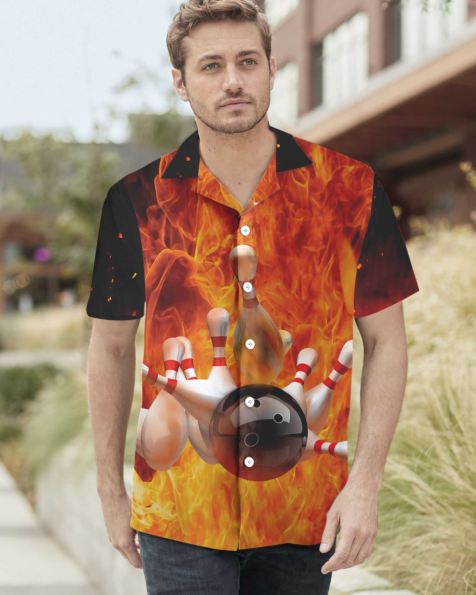 I'm A Bowling Beast Hawaiian Shirt, Flame Pattern Bowling Shirt, Best Gift For Bowling Players