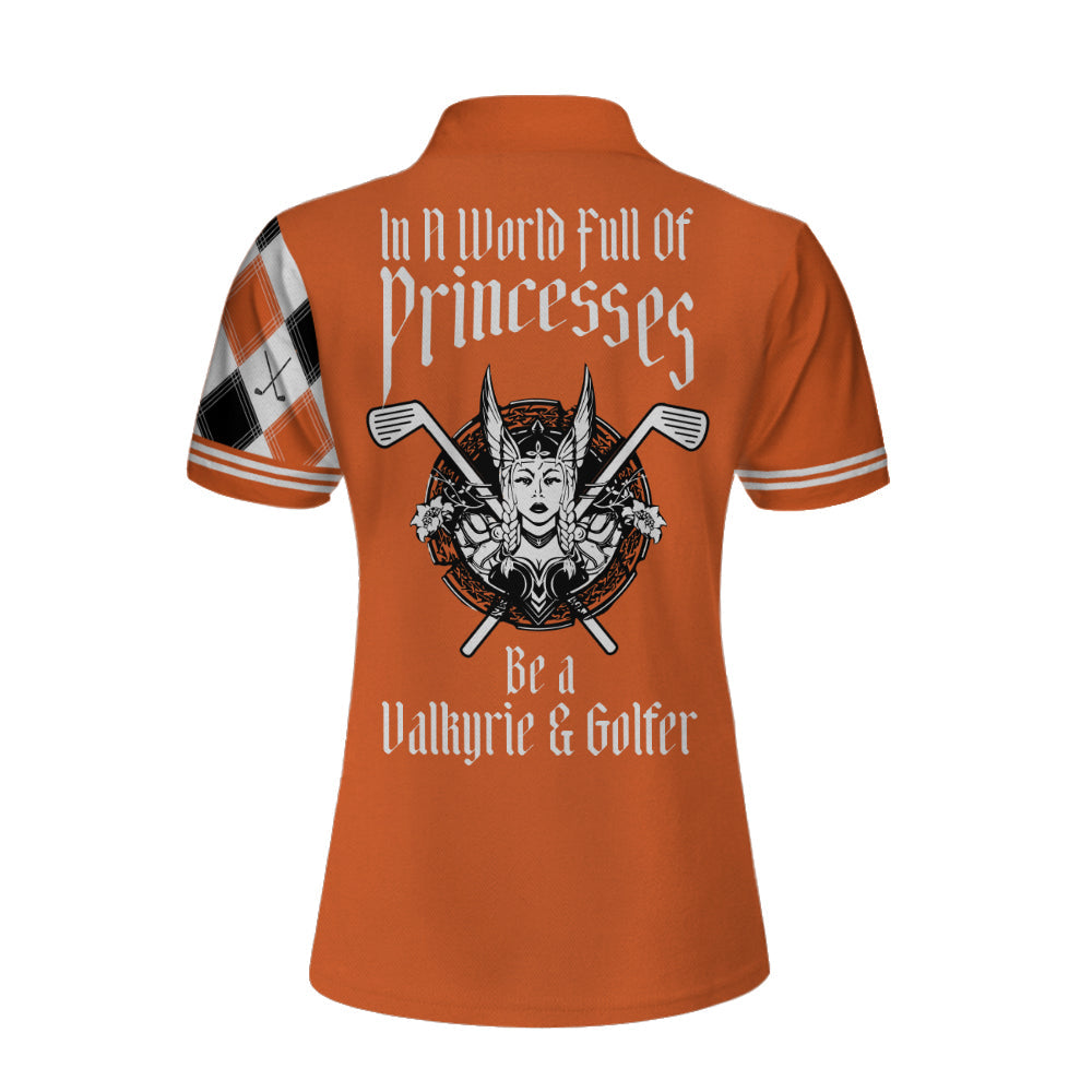 In A World Full Of Princesses Be A Valkyrie & A Golfer Custom Short Sleeve Women Polo Shirt, Personalized Argyle Pattern Golf Shirt