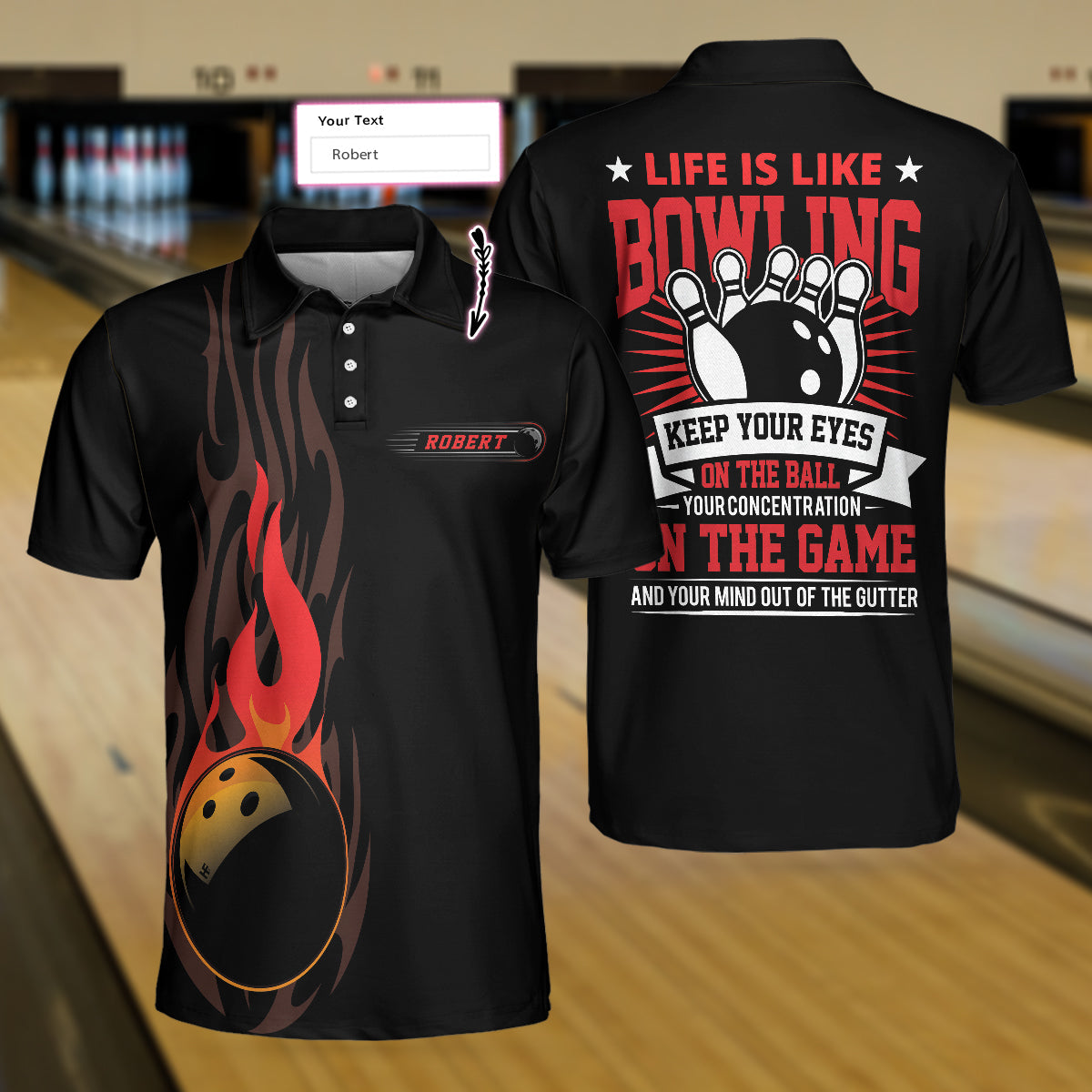 Keep Your Eyes On The Balls Bowling Custom Polo Shirt, Personalized Bowling Shirt For Men
