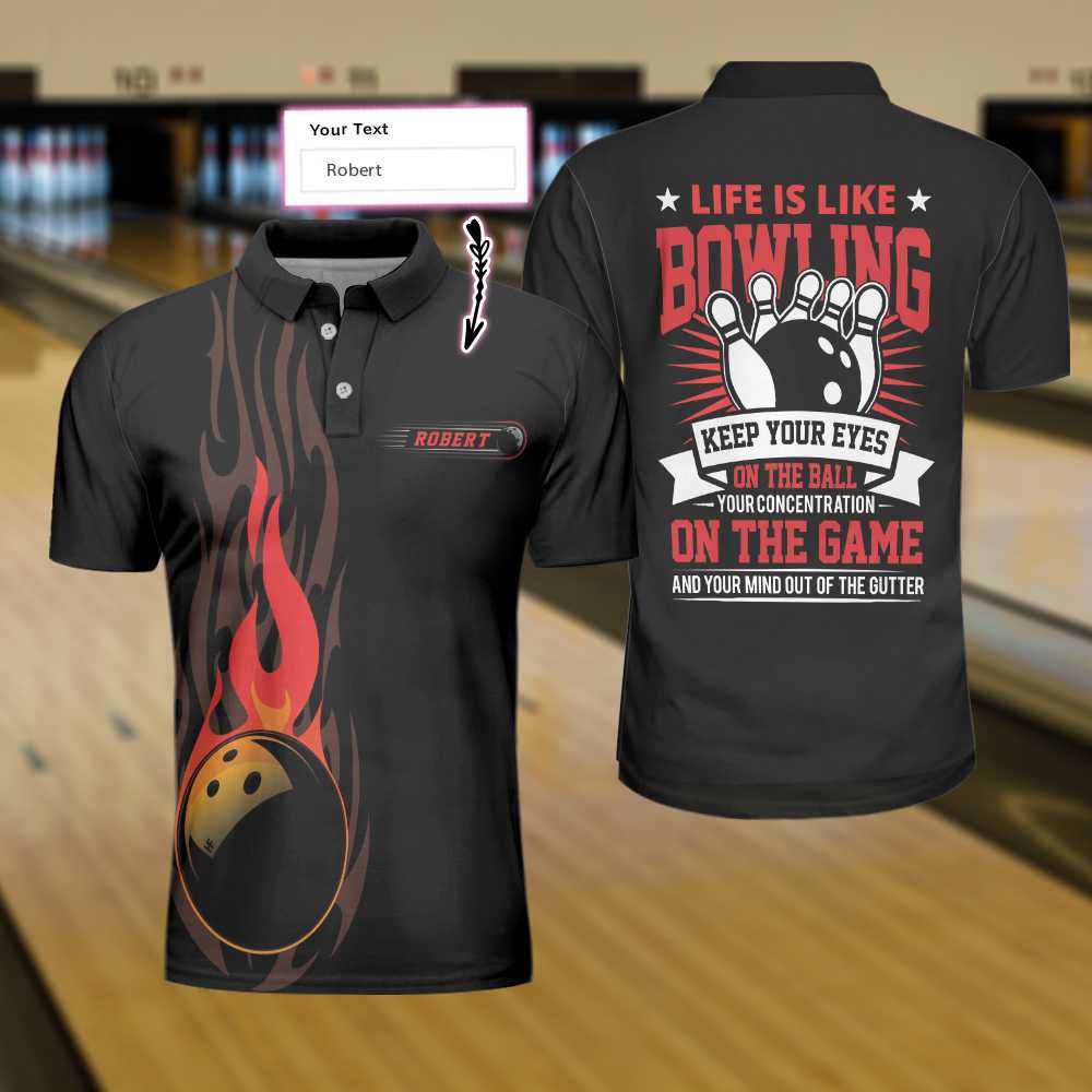 Keep Your Eyes On The Balls Bowling Custom Polo Shirt, Personalized Bowling Shirt For Men